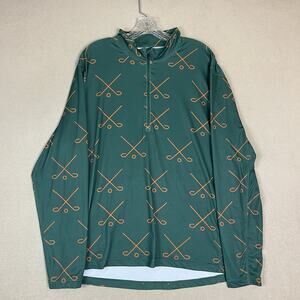 Sosik Pullover Mens L Green Golf 1/4 Zip Performance Mock Neck Stretch‎